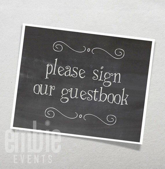 Items similar to Please Sign our Guestbook chalkboard sign print FILE ...
