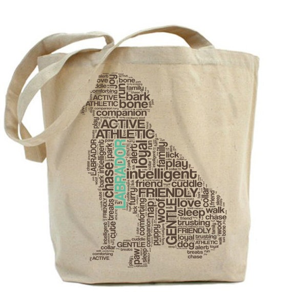 Labrador Jumbo Canvas Tote Bag- Dog Breed Typographic Tote Bag