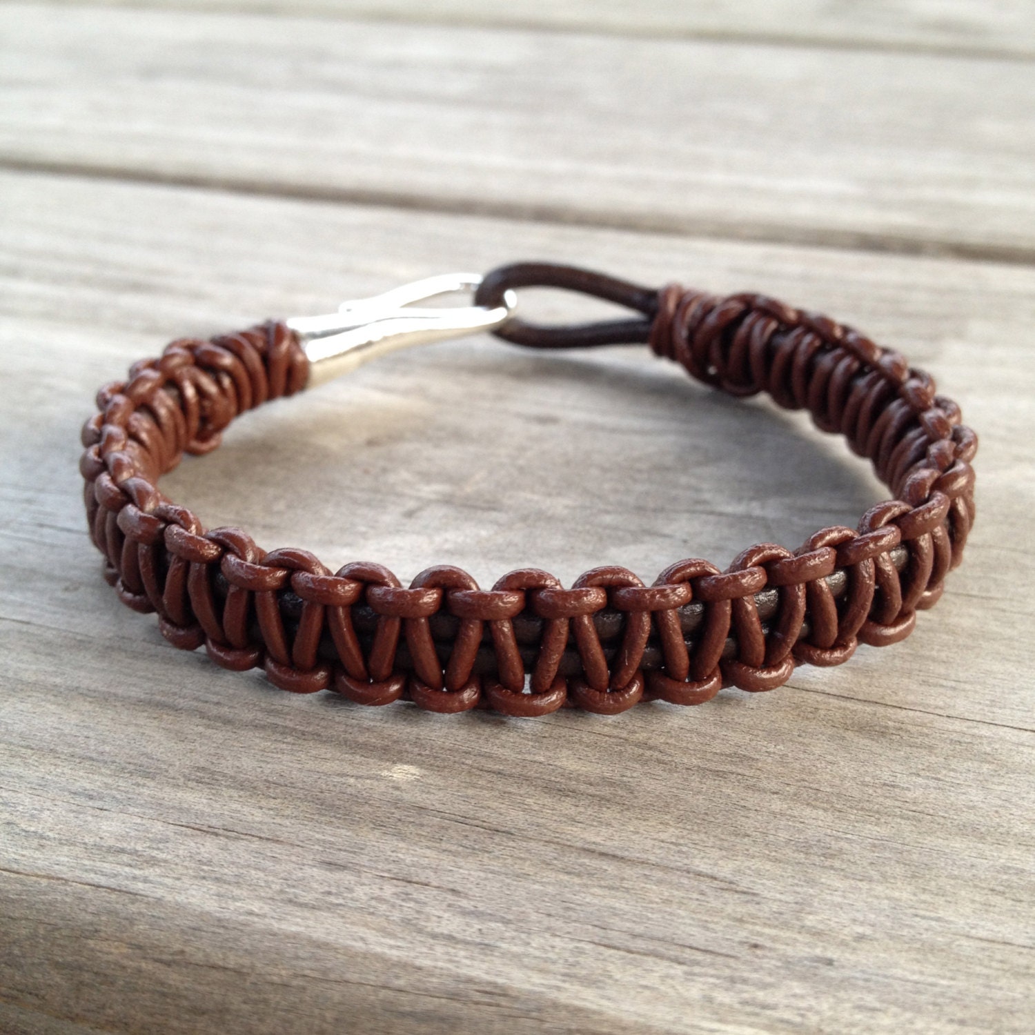 Mens Brown Macrame Leather Wrap Bracelet By Silverstonebeads