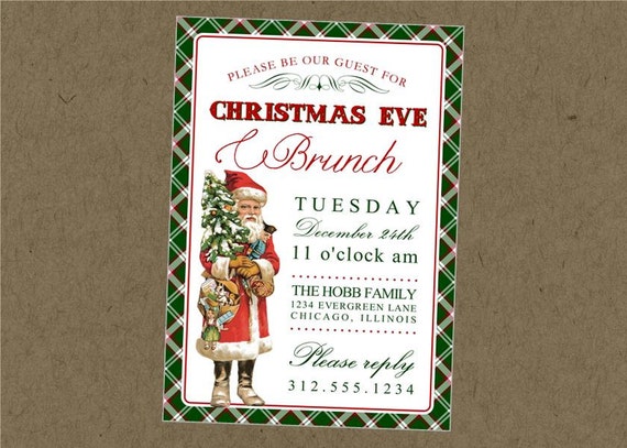 Vintage Santa Printable Christmas Invitation