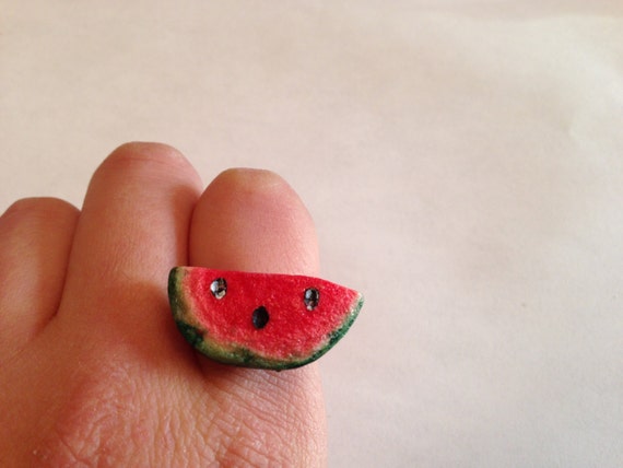 Kawaii Watermelon Ring Adjustable Surprised Face Cute