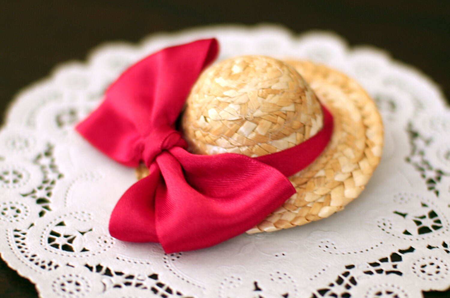 Mini Straw Hat Hair Clip Mini Hat Hair by TwinkleLittleStar13