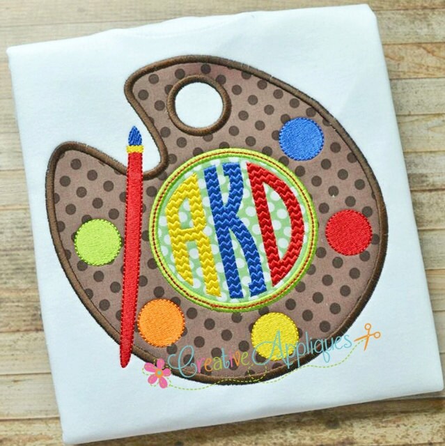 monogram paint palette digital machine embroidery design 4 paint palette designs