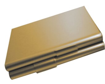 Customised / engraved gold colour aluminium cigarette case, personalised with any message & black velvet gift pouch