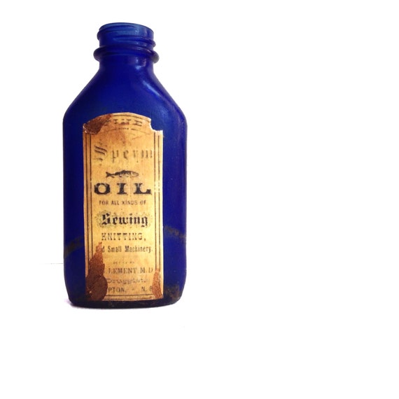 Sperm Oil Vintage Glass Bottle by WhimsandGrimm on Etsy