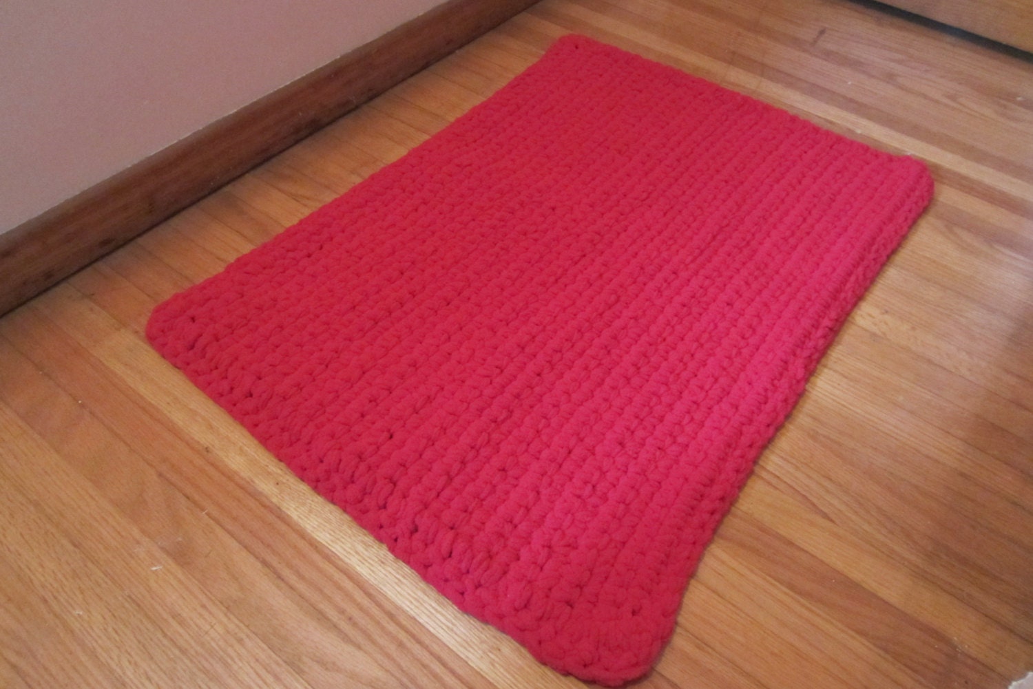 Washable Throw Rug Crocheted Rectangle Mat Rag Rug Style