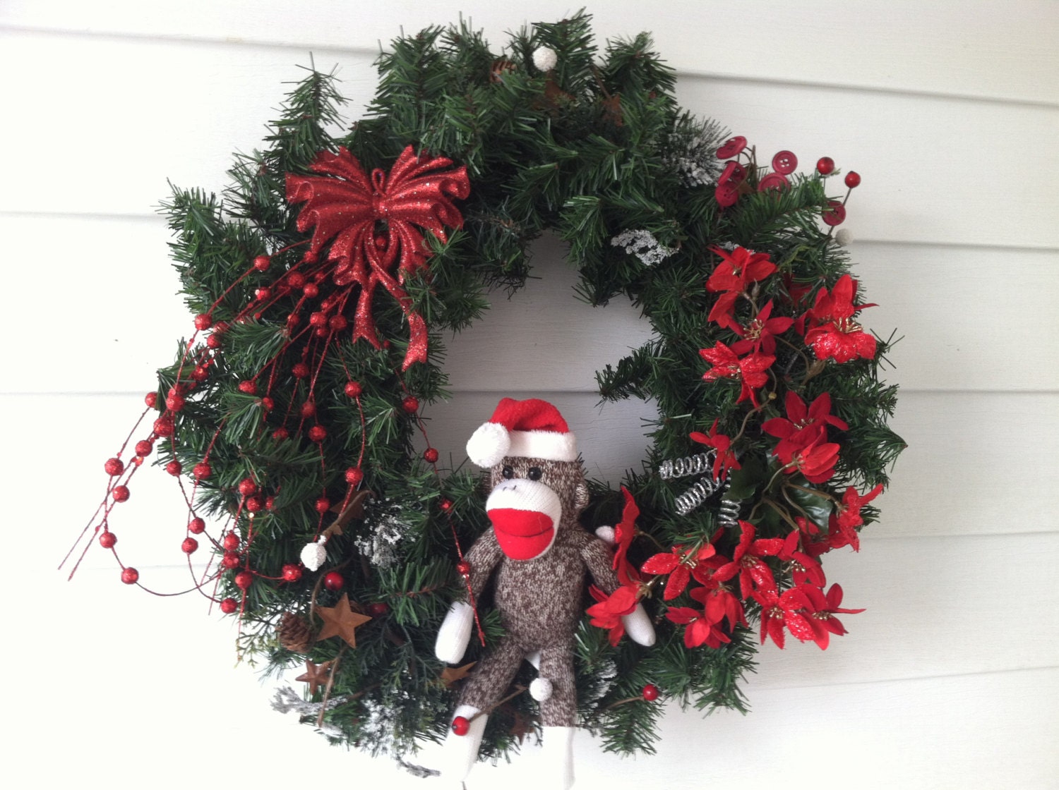 Sock Monkey Christmas Wreath