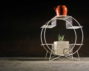 Wire Plant Stand - Mid Century Modern, Curio Display Shelf, Book Rack