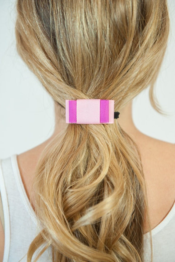 Pink bow hair tie pink elastic bow hair tie purple elastic