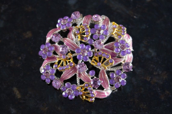 Vintage Lavender Flower Brooch by QueenBCollection on Etsy