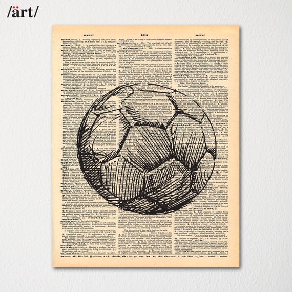 Vintage Soccer Dictionary Art Print Soccer Ball Sketch