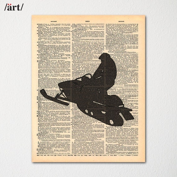 Snowmobiling Dictionary Art Print Snowmobile Sketch / Hand