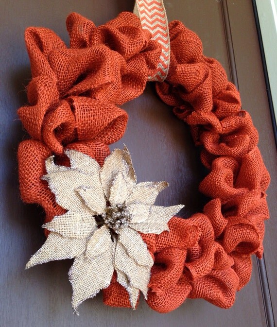 Items similar to burnt orange burlap wreath on Etsy