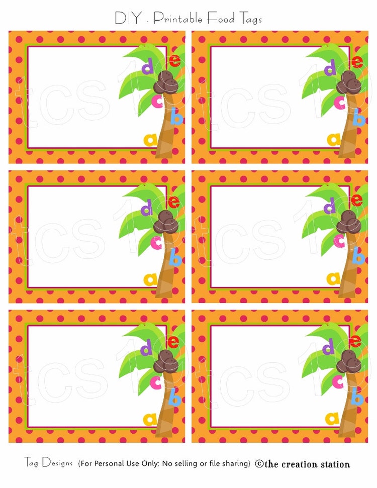 PRINTABLE Food Label Cards Colorful by thecreationstation19