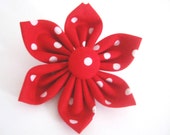 dog collar flower ,red polka dot flower ,dog collar accessory ,wedding dog flower