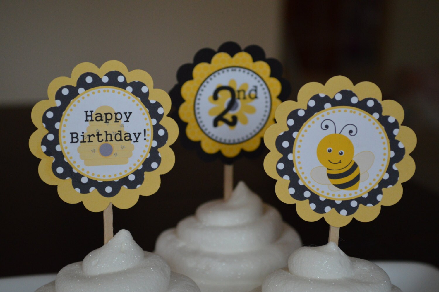 Bumble Bee Birthday Cupcake Toppers Bee Party Honey Bee