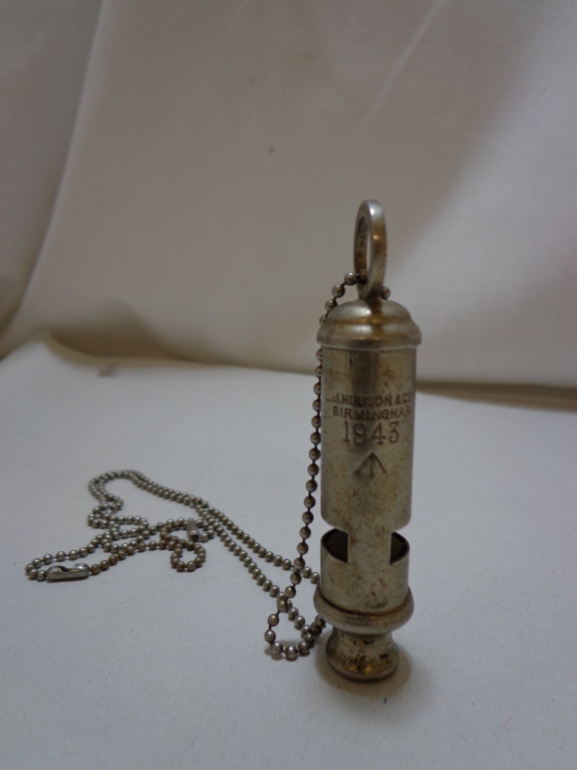 Vintage WWII J. Hudson & Co. Birmingham 1943 Whistle w/ Bead