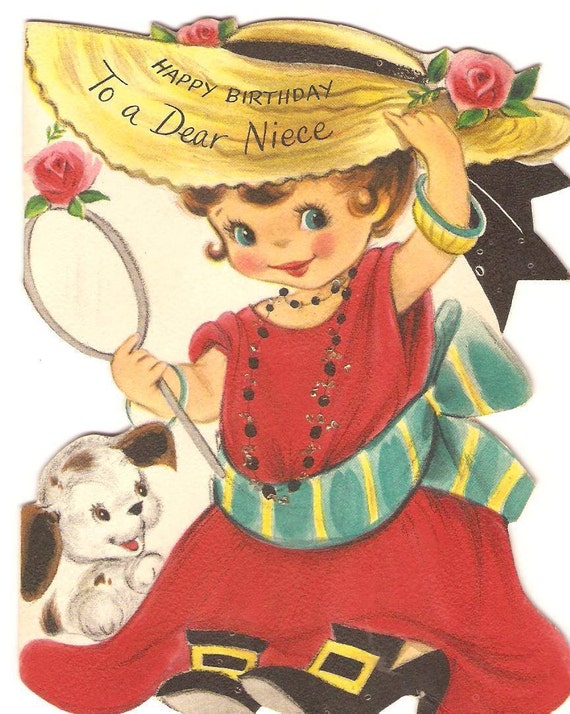 Items similar to Vintage greeting card 1950s Hallmark girl on Etsy