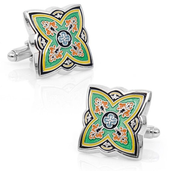 Spanish Springtime Bloom Cufflinks Cuff Links