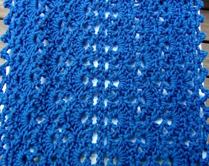 Wrap - Crocheted Wrap - Denim Blue Shawl - Peacock Blue Shawl