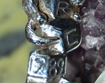 Vintage Sterling Silver Baby Spoon Ruth Pierce Designs J R C 17 89 Collectible Heirloom cute Kitty cat and blocks Spoon