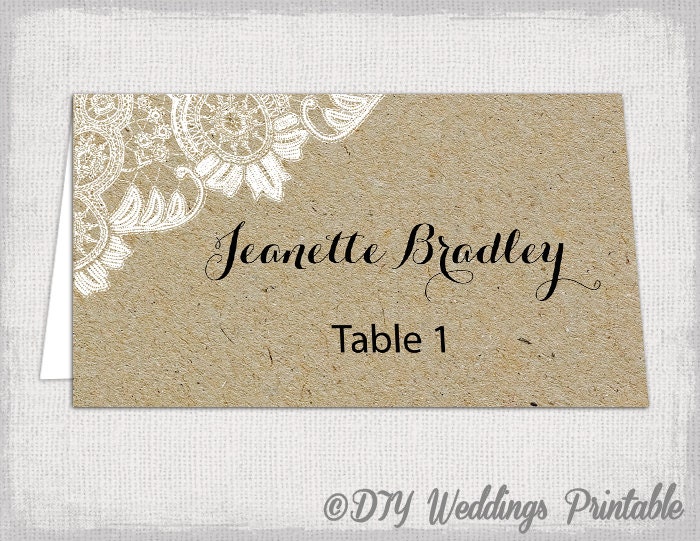 Rustic Place Card Templates rustic place cards template antique lace kraft diy Rustic Place Card Templates rustic place cards template antique lace kraft diy