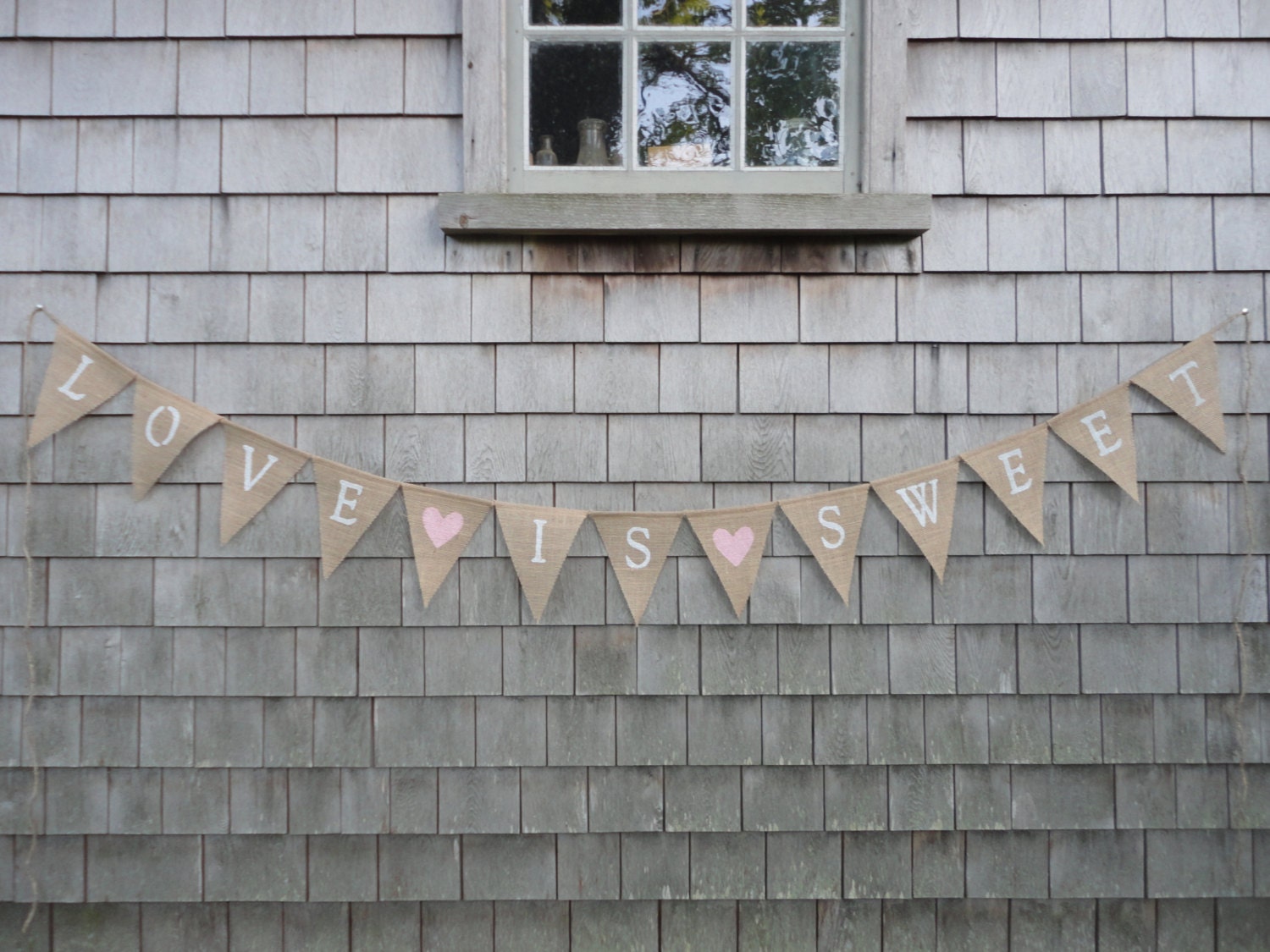 Love is Sweet Burlap Banner, Love is Sweet Garland, Burlap Bunting, Sweets Table Sign, Sweets Banner, Wedding Bridal shower Decor, Country