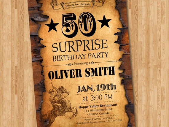 cinquantesimo compleanno invito. Compleanno tema occidentale