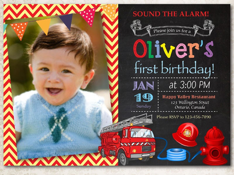 1St Birthday Firetruck Invitations For Boys 3