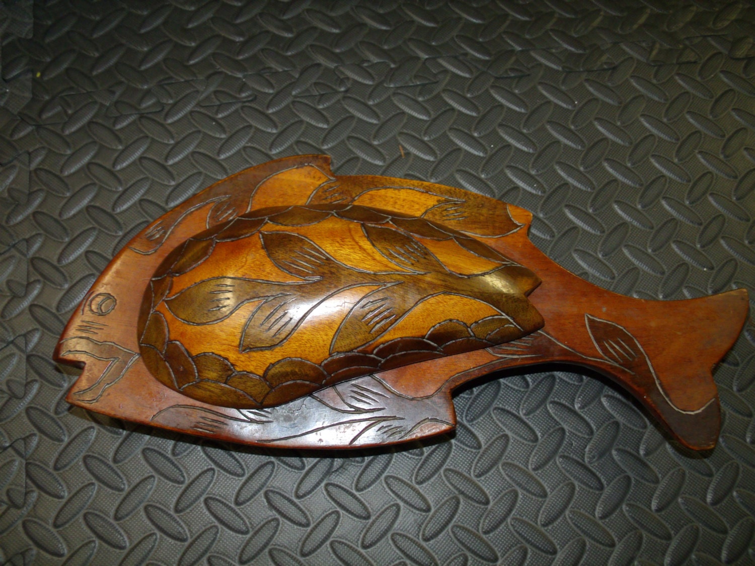 large wooden fish sculpture