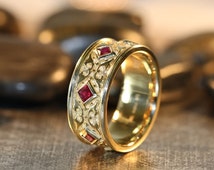 celtic wedding rings ruby