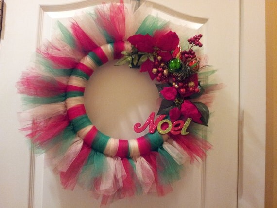 Items similar to Christmas Noel tulle Wreath on Etsy