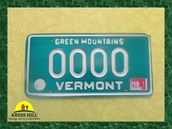 license vermont sample plate Sample Mountains 1980 Green License Plate 1981 Vermont