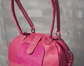 Sac Ã  main cuir rose . Fait main au QuÃ©bec par une designer. Item ...