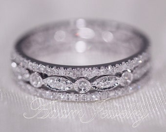 ... Wedding Band & Art Deco Antique Ring Engagement Ring/ Anniversary Ring