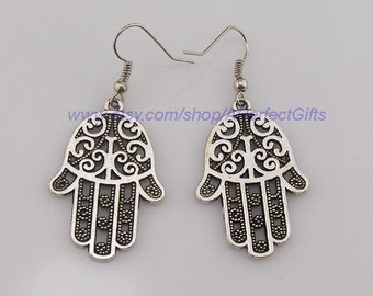 Orecchini Hamsa in oro Orecchini con mano di Fatima Gioielli con mano di Fatima Hamsa Yoga Regalo Orecchini per donne Orecchini con occhio maligno Gioielli amuleto Regalo - Italia