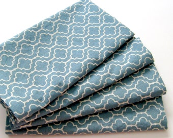 Cloth Napkins, Dinner Napkins, Everyday Napkins, Table Napkins, Modern Napkins - Set of 4 - Blue Tile Pattern