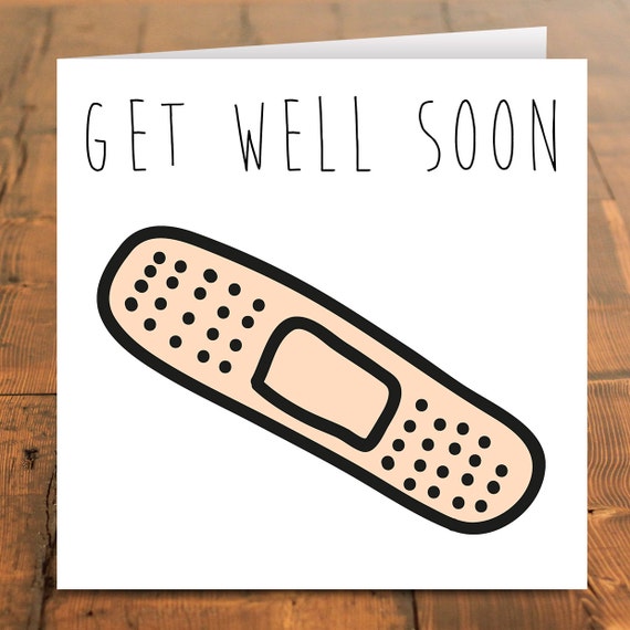 Items similar to Get well soon card, giant plaster, feels better, sick ...