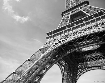 Paris Eiffel Tower Black and White Photography, Wall Decor, Architecture Photography, Photo France