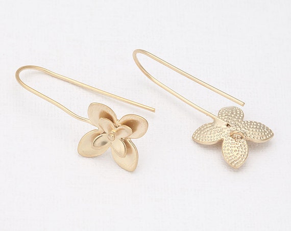 Flower Ear Hook Matte Gold Plated 2 Pieces H0014-MG