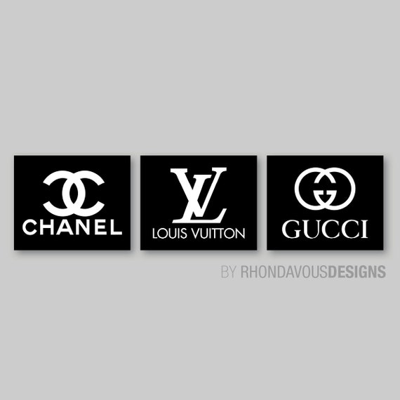 Chanel Louis Vuitton Gucci Logo Fashion Print Trio Home.