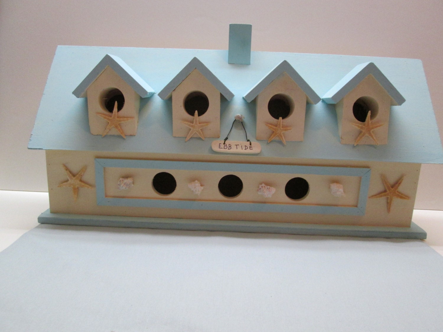 Beach Birdhouse enhanced with real seashells and