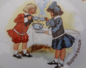 Antique Buster Brown and Mary Jane Advertising Plate Collector's Plate Buster Brown Shoes Vintage Ad (CH359C)