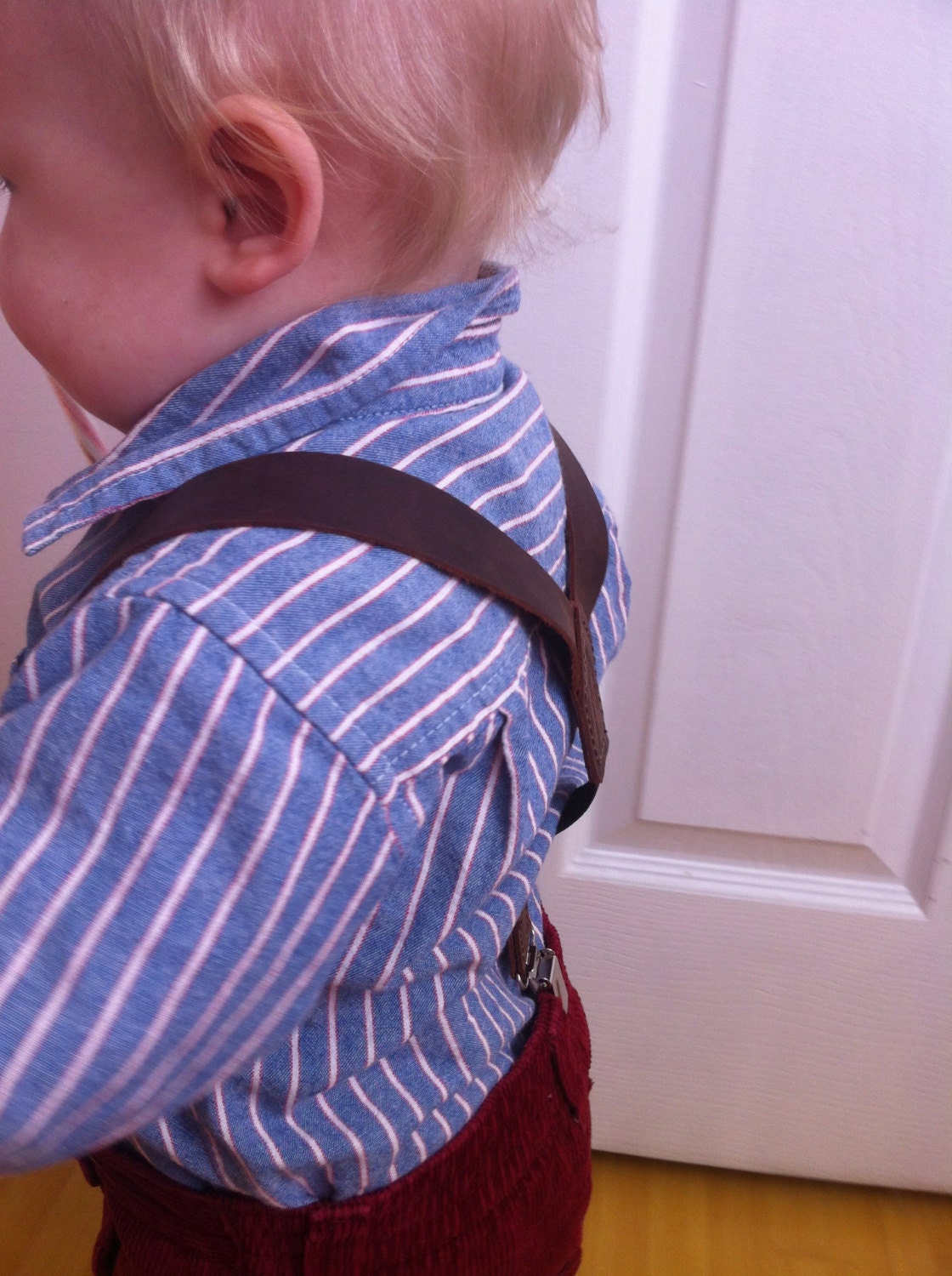 Brown Leather Children Suspenders