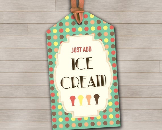Items similar to Just Add Ice Cream Tags for Favors