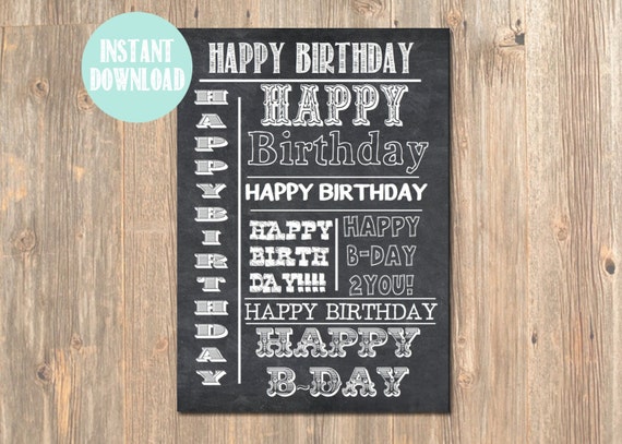 Items similar to Printable Chalkboard Happy Birthday Card Instant Items similar to Printable Chalkboard Happy Birthday Card Instant