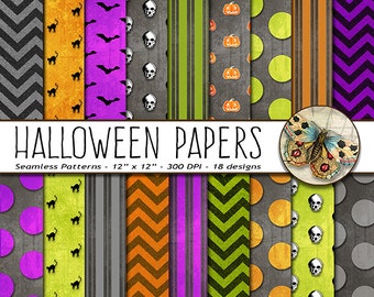 Halloween Digital Paper, Halloween Paper, 18 Halloween Printable Papers, Digital Halloween paper, Halloween Background Paper