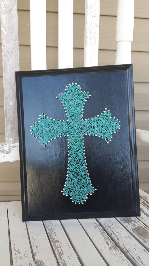 String Art Cross Customized in Your Choice of Colors 8 x