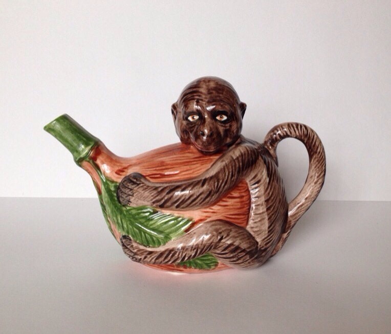 small resin monkey bongo teapot