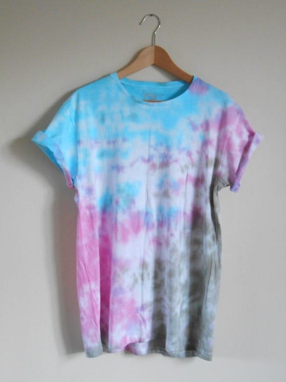 Marble Tie Dye Oversized Unisex T Shirt Pink & Blue by TieDyedTees